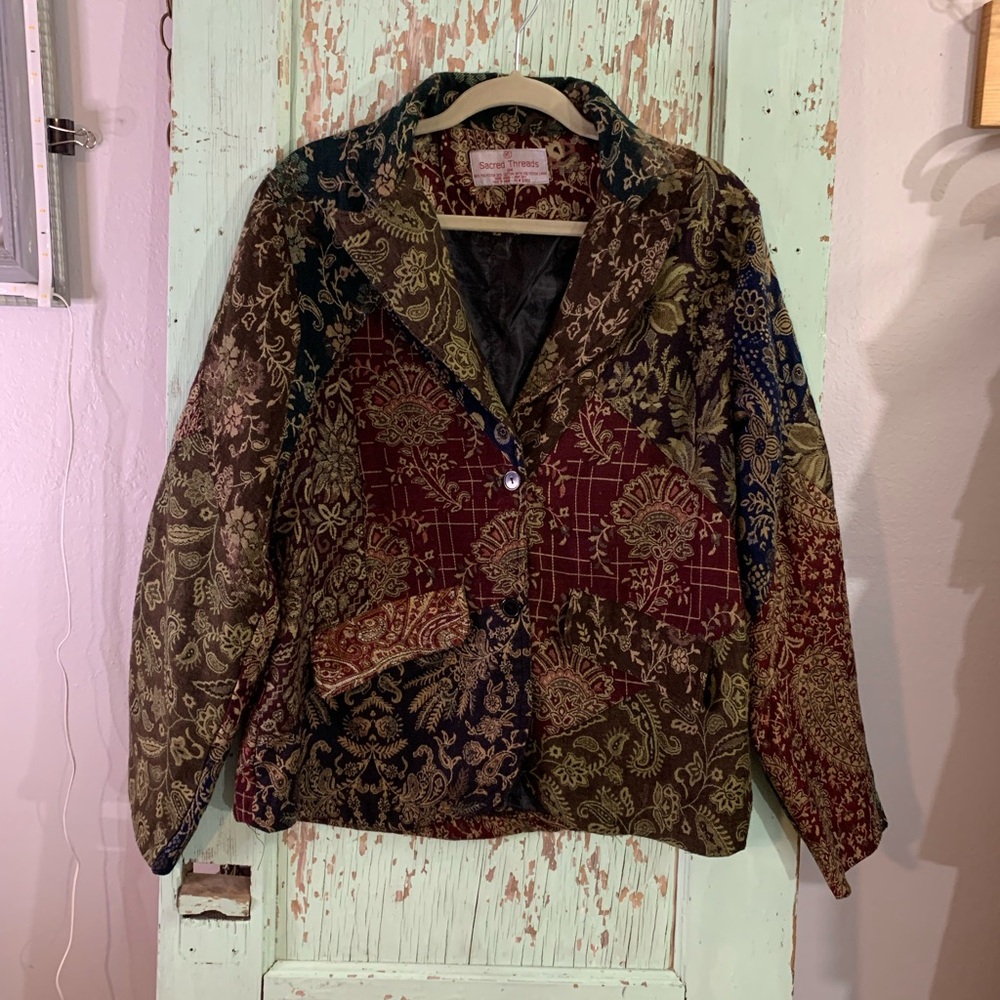 Sacred Threads Multicolor Patchwork Blazer - image 1